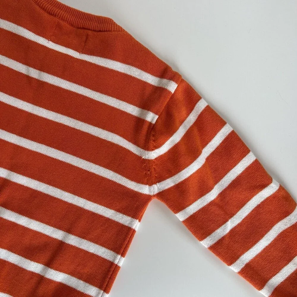 Children's Place Toddler 3T Orange White Stripe Knit Sweater Autumn Fall Festive